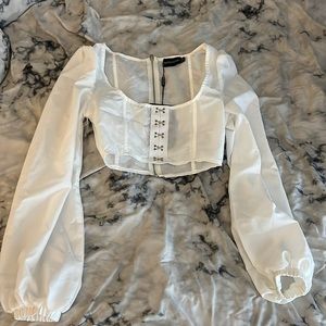 White corset long sleeve top